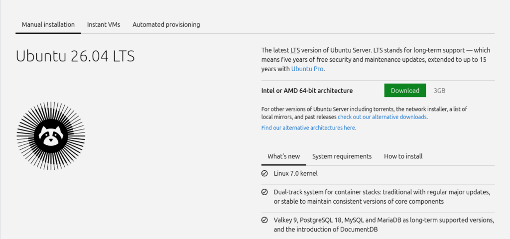 Halaman Unduh Ubuntu Server